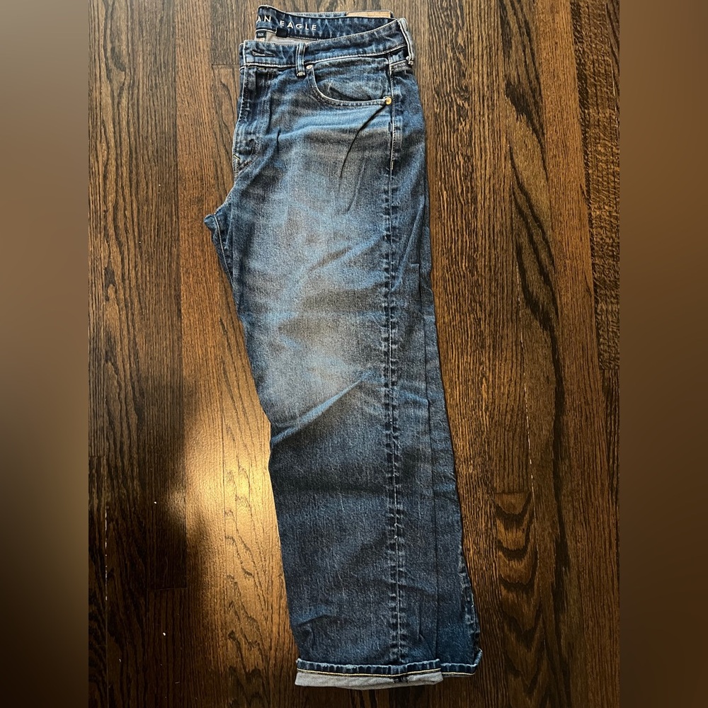 American Eagle Outfitters Straight Leg Men's Jeans — Dark Blue Wash